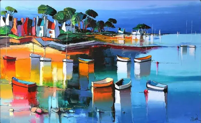 マリンボートのナイフペイント