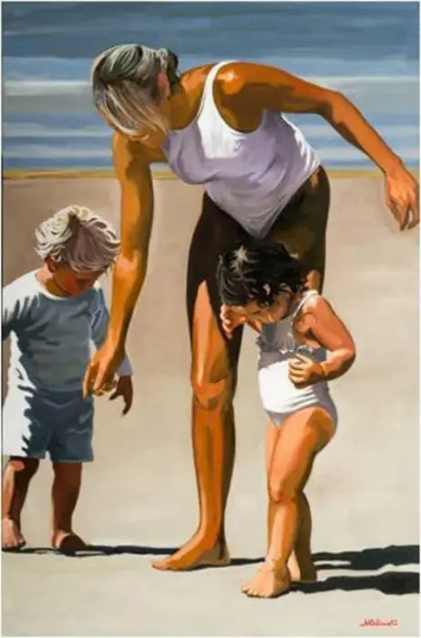 ビーチでのニコラ・オディネ