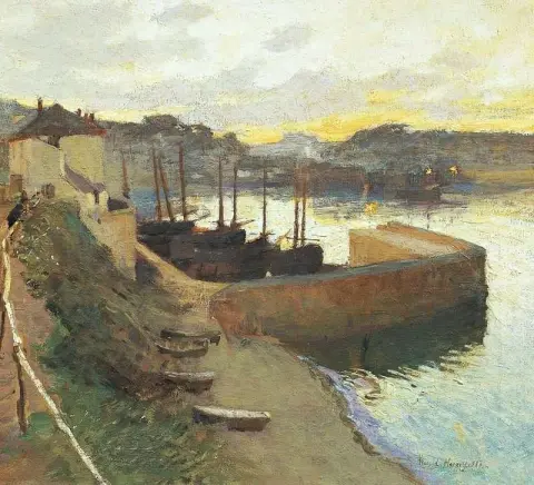 Старая гавань в сумерках Ньюлин