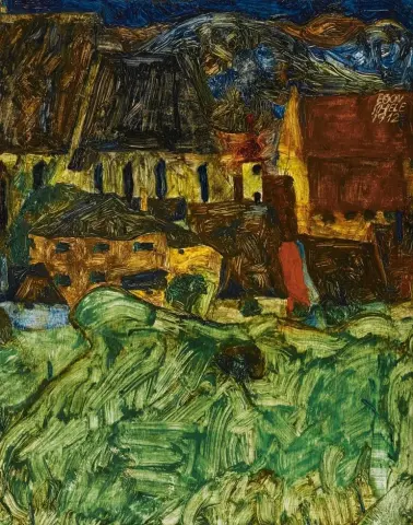 Wiese, Kirche Und Häuser (prado, igreja e casas), 1912