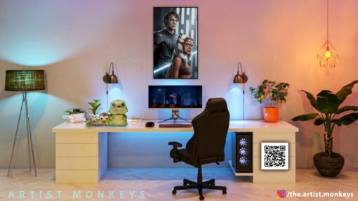 Ahsoka Tano and Anakin Skywalker portrait Wall Frame
