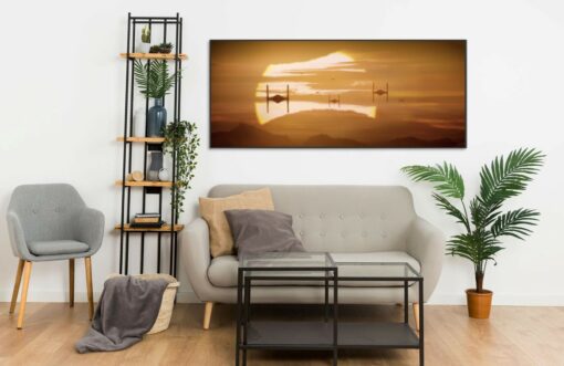 Beautiful painting of TIE fighters sun set Wall Frame