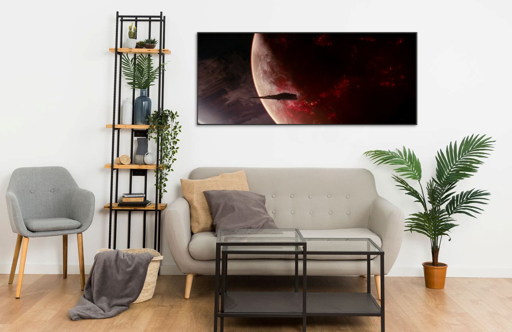 Beautiful picture of Star Destroyer of The Empire red planet Wall Frame