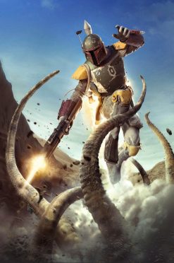 Boba Fett fights with the sarlacc