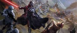 Darth Vader and stormtroopers killing Rebels