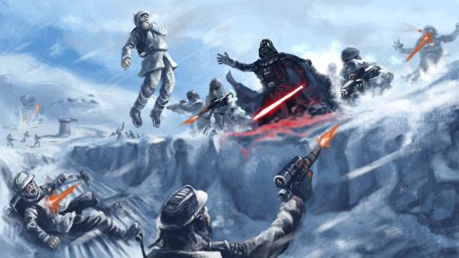 Darth Vader fighting rebels