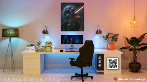 Darth Vader portrait with X Wings Wall Frame