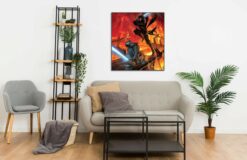 Duel on Mustafar between Obi Wan Kenobi and Anakin Skywalker 2 Wall Frame