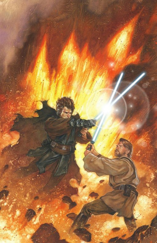 Experience the intensity of Star Wars through our handmade oil painting on canvas, showcasing the epic duel between Anakin Skywalker and Obi-Wan Kenobi on the fiery planet Mustafar. This art piece captures the dramatic clash, revealing the deep emotion and mastery of these iconic Jedi. Immerse yourself in the Force with this captivating artwork, tailor-made for fans and collectors. Secure your piece now to own a timeless masterpiece that immortalizes this critical Star Wars battle. Transform your space with the power and artistry of this handcrafted oil painting.