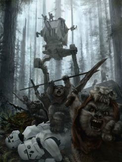 Ewoks killing stormtroopers and AT ST
