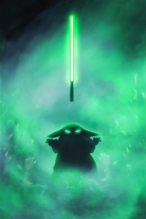 Grogu Jedi green light saber