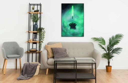 Grogu Jedi green light saber Wall Frame