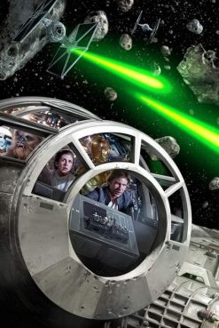 Han Solo, Leia, Chewbacca and C3PO in Falcon Millenium