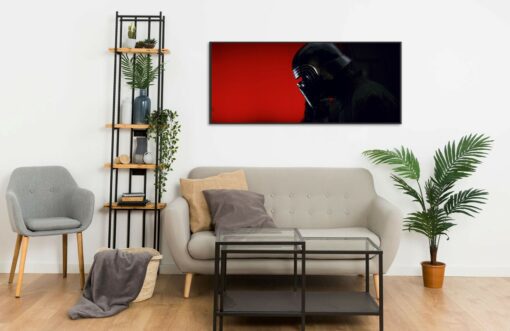 Kylo Ren portrait with helmet red background Wall Frame