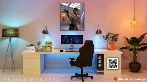Luke skywalker blaster portrait Wall Frame