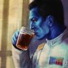 Discover a captivating handmade oil painting on canvas portraying Mitth'raw'nuruodo, famously known as Thrawn, savoring a coffee. This unique artwork encapsulates the enigmatic Star Wars character in a relaxed moment. Perfect for sci-fi enthusiasts and art collectors, this portrayal of Thrawn enjoying a coffee adds a distinctive and engaging touch to any collection or space, offering a relaxed yet enigmatic depiction of the iconic figure.