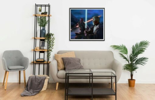 Obi Wan Kenobi and Darth Maul Fight on Tatooine 2 Wall Frame