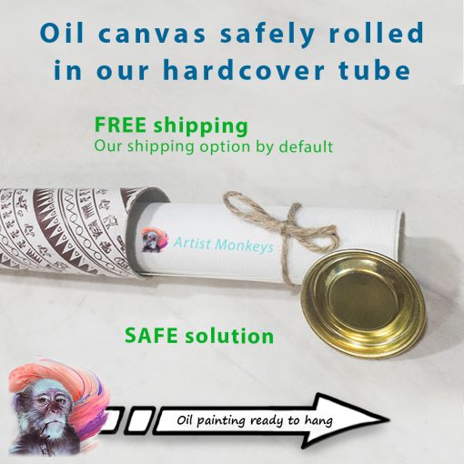 Oil canvas rolled in tube safe shipping