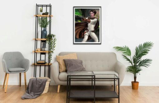 Princess Leia blaster portrait Wall Frame