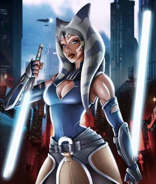 Explore a captivating handmade oil painting on canvas presenting Ahsoka Tano's alluring stance, wielding her lightsabers with grace and poise. This meticulously crafted artwork perfectly captures Ahsoka's powerful yet sensual presence. Ideal for Star Wars enthusiasts, this masterpiece showcases Ahsoka Tano exuding confidence and strength, creating a striking addition to any collection. Immerse yourself in this compelling portrayal, revealing Ahsoka's dynamic and captivating persona as she stands confidently with her lightsabers, evoking a powerful and engaging artistic narrative.