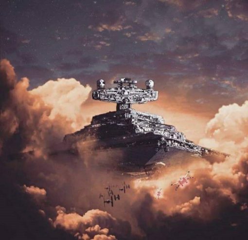 Step into the world of Star Wars with this mesmerizing handmade painting on canvas. The vividly portrays a massive Destroyer emerging majestically through a sea of billowing clouds, an emblem of the Galactic might. The careful brushstrokes and color evoke a sense of awe, capturing the essence of this iconic spacecraft. Own a unique piece that allows you to experience the magic of Star Wars, as the ship dominates, leaving an indelible on the canvas and your imagination.