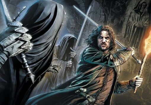 Aragorn Stick-at-naught Strider fighting Nazguls at Weathertop
