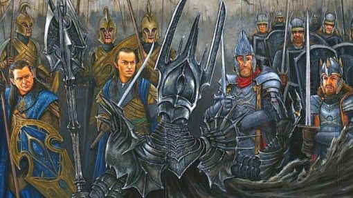 Experience the epic saga of the Last Alliance through a stunning handmade oil painting on canvas, capturing the iconic moment of Elrond and Isildur confronting Sauron in battle. This meticulously crafted artwork immortalizes the valorous stand of the Human and Elven alliance against the dark lord, evoking a sense of grandeur and heroism. Ideal for collectors and Lord of the Rings enthusiasts, this masterpiece vividly portrays the pivotal clash, serving as a powerful centerpiece that embodies the essence of Middle-earth's epic history. Immerse yourself in the enthralling depiction of Elrond and Isildur facing Sauron during the Last Alliance War, adding a legendary and awe-inspiring narrative to your collection