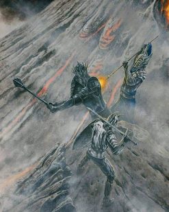 Elendil and Isildur fighting Sauron