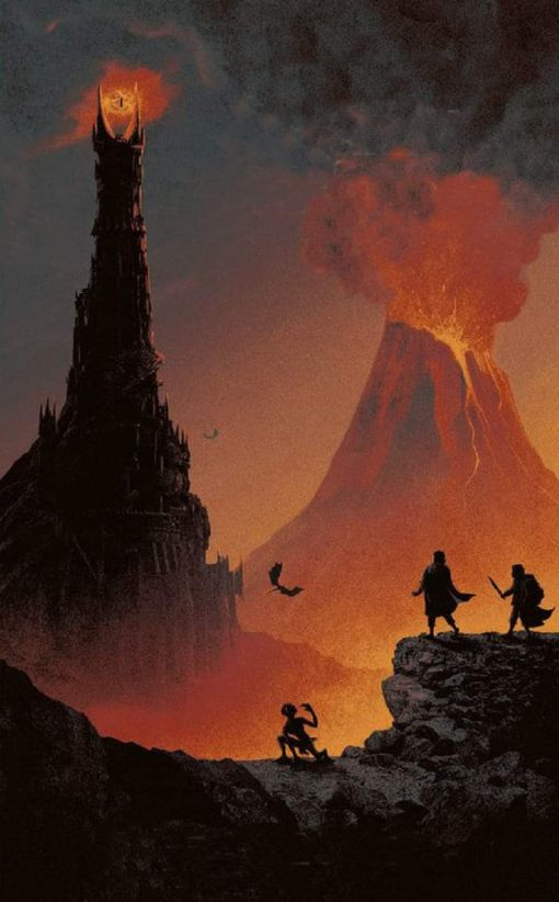 Frodo, Sam and Gollum in front of Sauron's Tower, Mount Doom Gorgoroth Mordor
