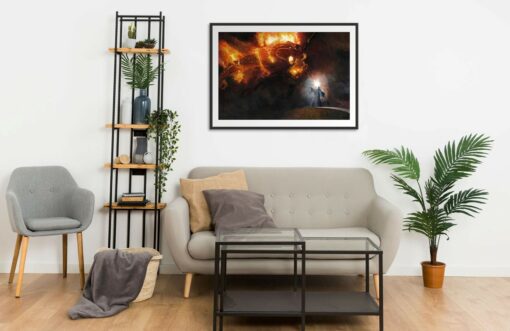 Giant Fire Balrog versus Gandalf 2 Wall Frame