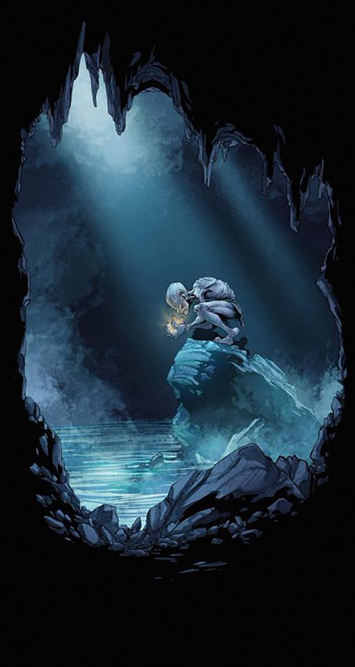 Gollum holding the Ring in Gollum's cave