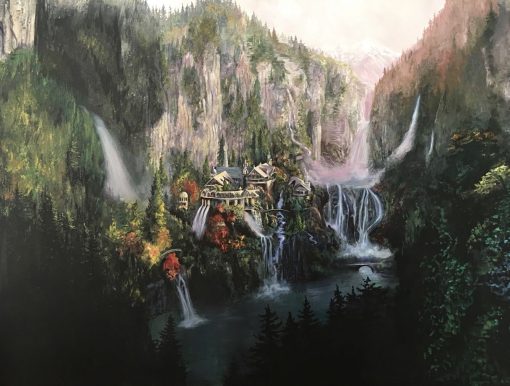 Discover a breathtaking handmade oil painting on canvas, capturing the ethereal beauty of Rivendell's landscape. This exquisite artwork unveils a mesmerizing waterfall vista, skillfully crafted to bring Tolkien's realm to life. Adorn your space with this picturesque masterpiece, showcasing vivid hues and intricate details, evoking a sense of tranquility and wonder. Each brushstroke encapsulates the majesty of Rivendell, offering a timeless addition to any art collection. Own a unique piece that embodies the serenity and enchantment of this mythical realm, a true homage to nature's splendor.