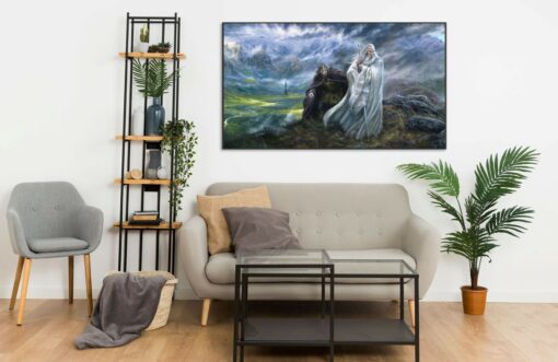 Saruman the White and Gríma Wormtongue leaving Orthanc Wall Frame