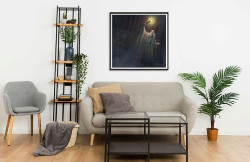 Saruman the White with staff portrait 1 Wall Frame