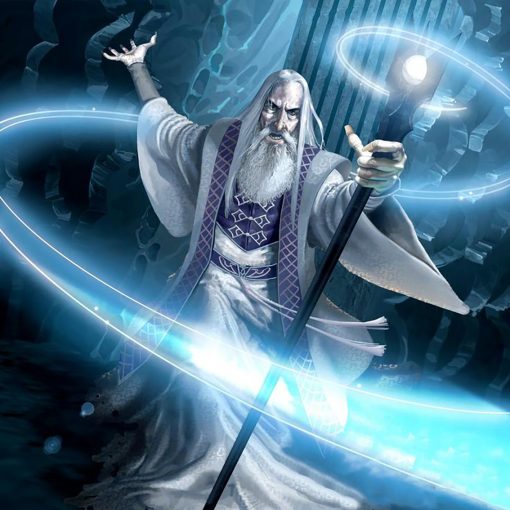 Saruman the White with staff portrait 2