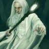 Saruman the White with staff portrait 3