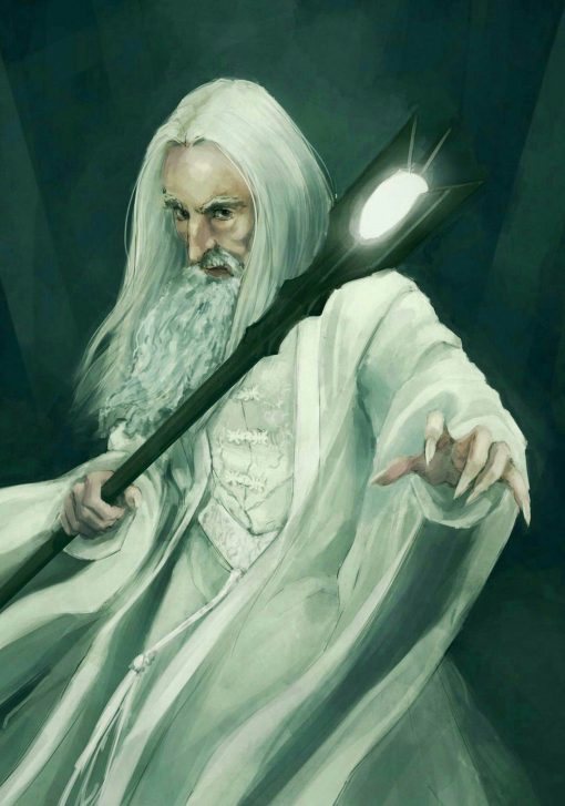 Saruman the White with staff portrait 3