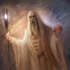 Saruman with staff and Palantir portrait 1