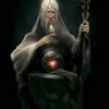 Saruman with staff and Palantir portrait 2