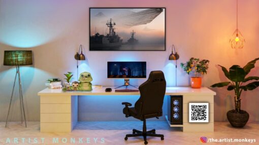Star Destroyer above Navy boats Wall Frame