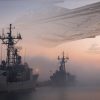 Star Destroyer above Navy boats