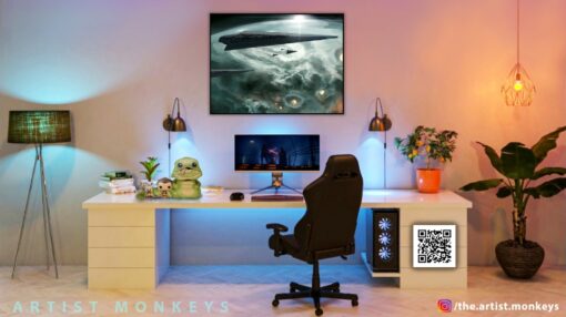 Star Destroyer above planet 1 Wall Frame