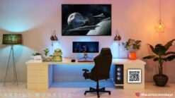 Star Destroyer near Death Star Wall Frame