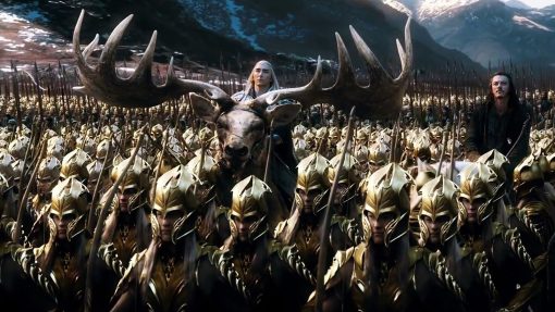 Thranduill on his elk and his army