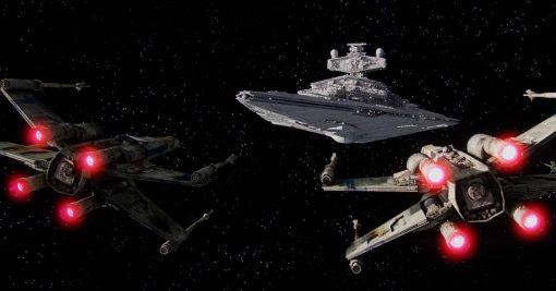 X Wings attacking Star Destroyer