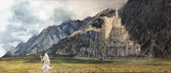 Discover the majesty of Middle-earth with a captivating handmade oil painting on canvas, showcasing Gandalf the White in a stunning Gondor landscape upon his arrival at Minas Tirith. This unique artwork beautifully captures the iconic scene, perfect for devoted fans of The Lord of the Rings. Crafted with meticulous detail and vibrant colors, this high-quality painting is an enchanting addition to any collection, offering an awe-inspiring centerpiece for enthusiasts of Tolkien's timeless saga.