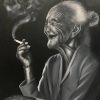 Capturing the essence of Vietnam's rich culture, this handmade oil painting on canvas portrays the joy of an elderly Vietnamese lady in black and white, enjoying a contented moment of smoking. The artist's skilled brushwork beautifully conveys the emotions and character of the subject, offering a glimpse into traditional Vietnamese life. This unique artwork is a must-have for art enthusiasts seeking to appreciate the beauty of human expression and cultural intricacies, masterfully captured in monochrome.