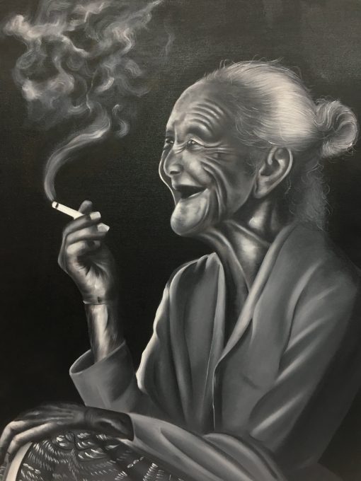 Happy Old Smoking Lady