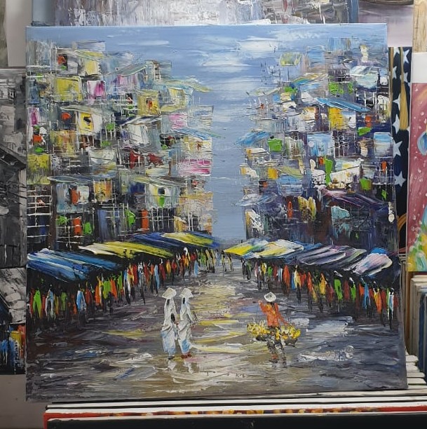Femme vietnamienne - Art Saigon - Peinture à l'huile - Artisanat Vietnam