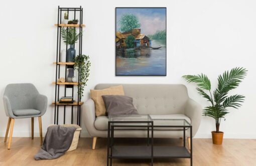 Traditional Vietnamese floating house wall frame